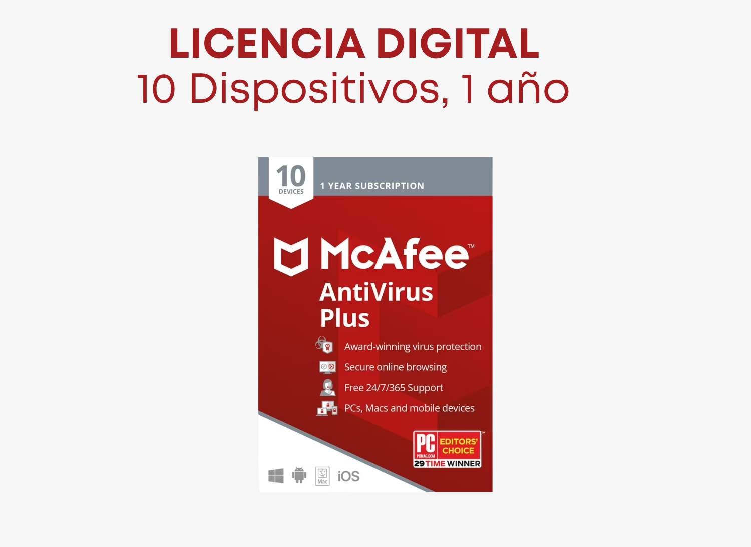 McAfee AntiVirus Plus [Licencia Digital] 10 dispositivos 1 año