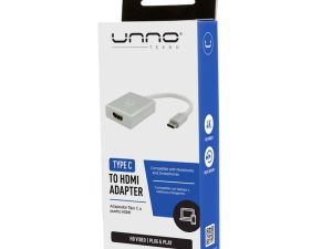 Adaptador Unno Tekno USB-C a HDMI 4k AD3001SV Macho-Hembra Plateado