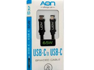 Cable USB-C a USB-C AON AO-CB-5016 2 Metros Negro 5Gbps 65W